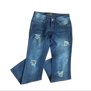 7 For All Mankind Distressed Dark Wash Flared Jeans size 26